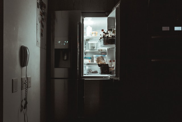 Fridge having an open door